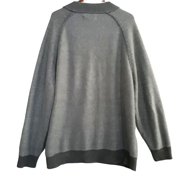 Synrgy Cardigan Sweatshirt Sweater Men’s 2XLT Full Zip Grey Heavy Knit - Picture 2 of 12